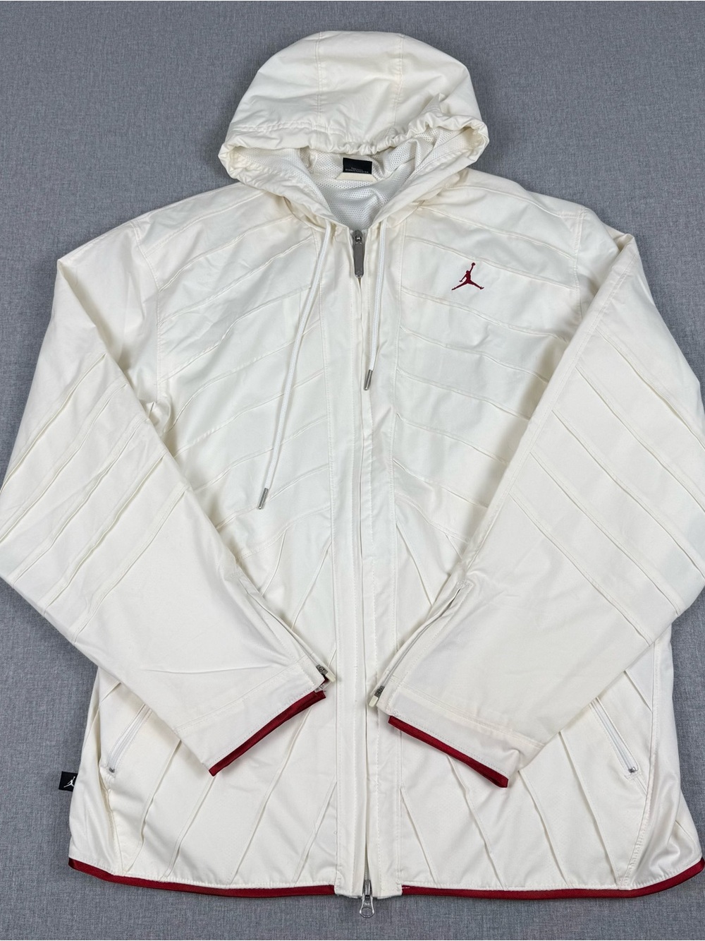 Jordan White Hooded Windbreaker Jacket Men's M Y2K Jumpman Streetwear